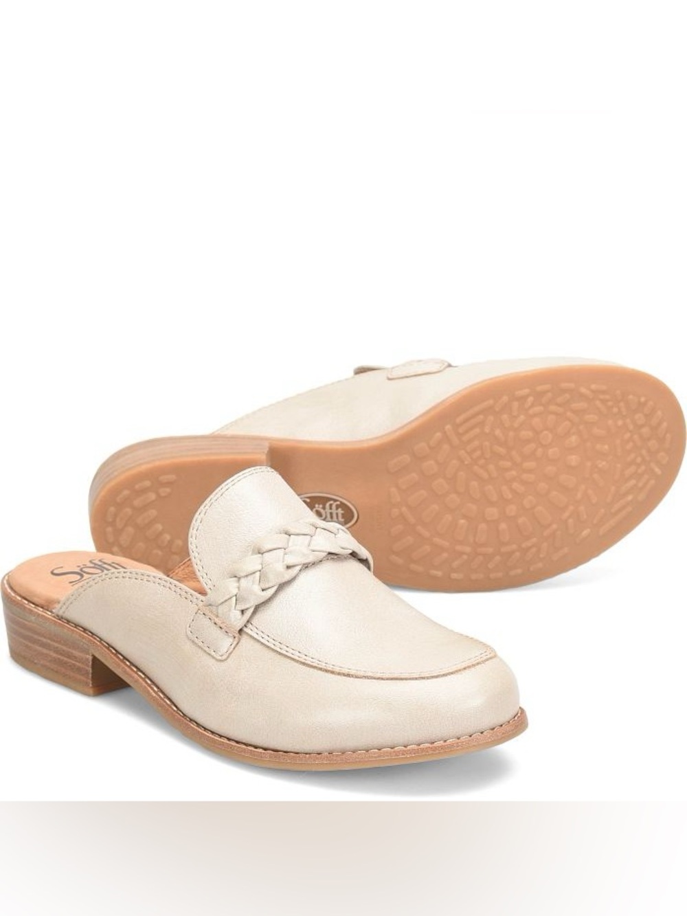 NWOB! SOFFT “Nels” Loafer Mule, 7, Light Taupe (soft metallic)